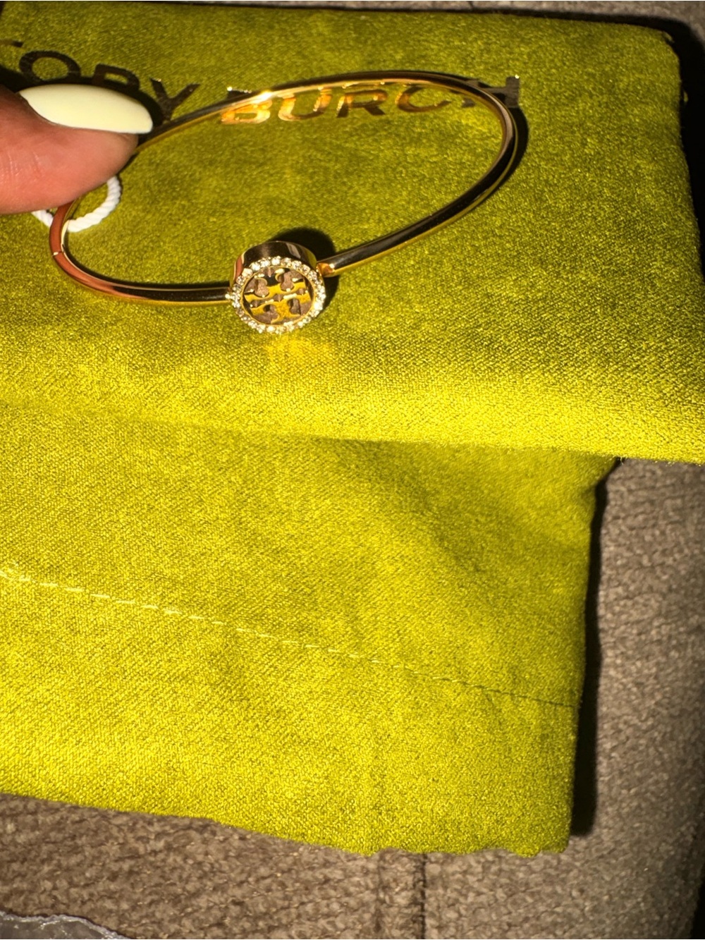 Tory Burch Gold-Tone Logo Crystal Halo Bangle